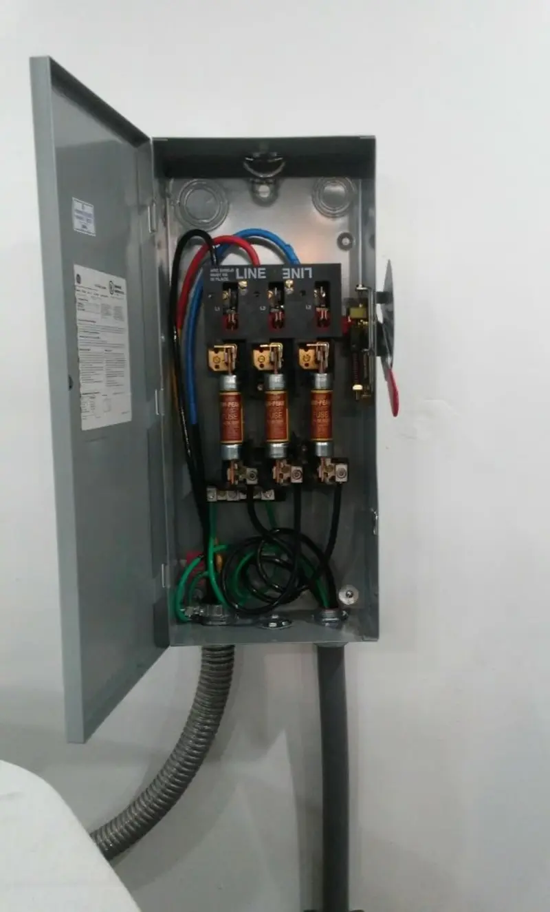 Three-phase disconnect switch installed for Smoke Detector Installation in Galloway